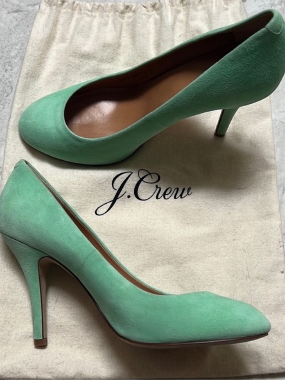 J. Crew • Women's 7 • Mint Green • Suede • Classic Closed Toe Heels